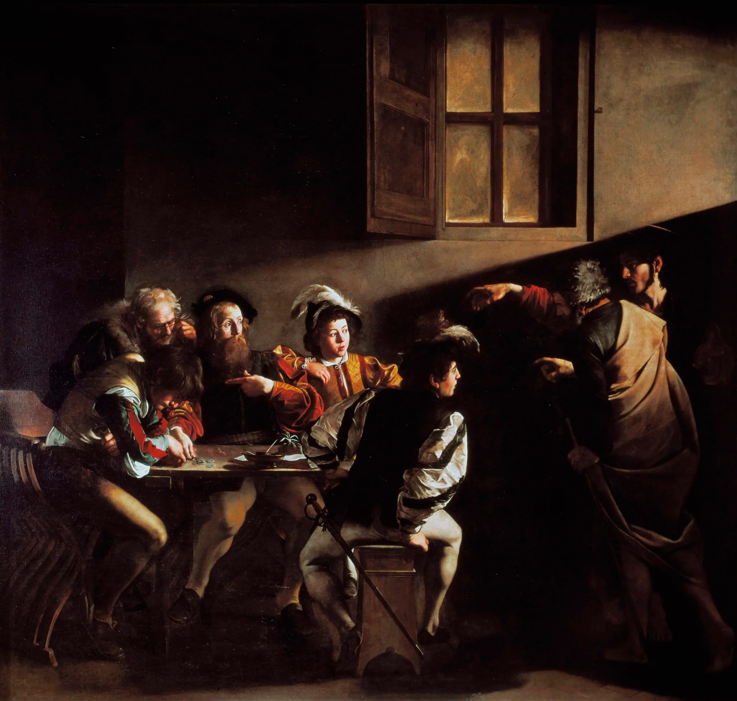 La Vocation de saint Matthieu, tableau de Caravage, 1599-1600